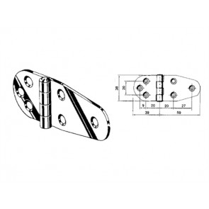 Roca staartscharnier vlak RVS 107 x 40 mm 441710