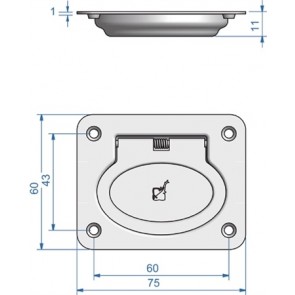 RVS luikring 60 x 75