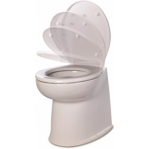 Jabsco De Luxe 17" elektr. toilet 24V recht met spoelwaterpomp soft closing