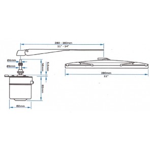 Standaard arm W5 Zwart/RVS 280-355mm