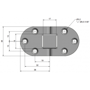 Roca tafelbladscharnier RVS 76 x 38 440401