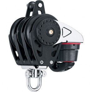 Harken 57mm carbo driedubbel Ratchamatic blok + swivel + klem + hondsvot 2630