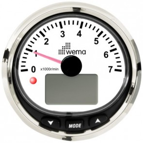 Wema Silver serie toerenteller 7000 rpm NMEA2000 zwart