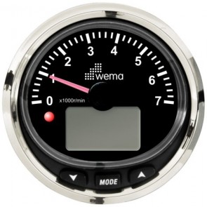 Wema Silver serie toerenteller 7000 rpm NMEA2000 wit