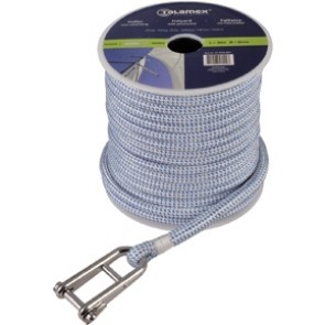 Talamex Vallijn met valsluiting wit/blauw 8mm 30m