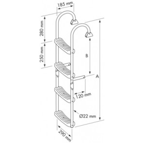 Plastimo zwemtrap RVS 180gr 2 vast + 2 beweegbaar