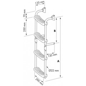 Plastimo zwemtrap RVS 90gr 3 vast + 2 beweegbaar