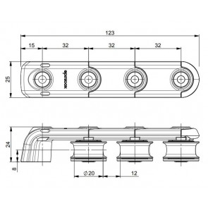 Spinlock T25 Valgeleider 3x25mm a-symetrisch